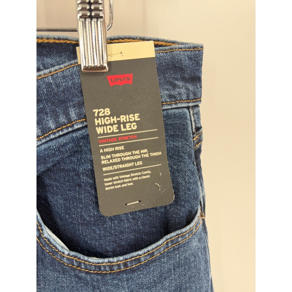 Levi's 728 High-Rise Wide Leg Women 33 Blue Vintage Stretch Denim - Picture 3 of 11
